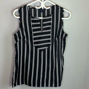 Tommy Hilfiger Striped Sleeveless Notch Neck Blouse Womens Size S